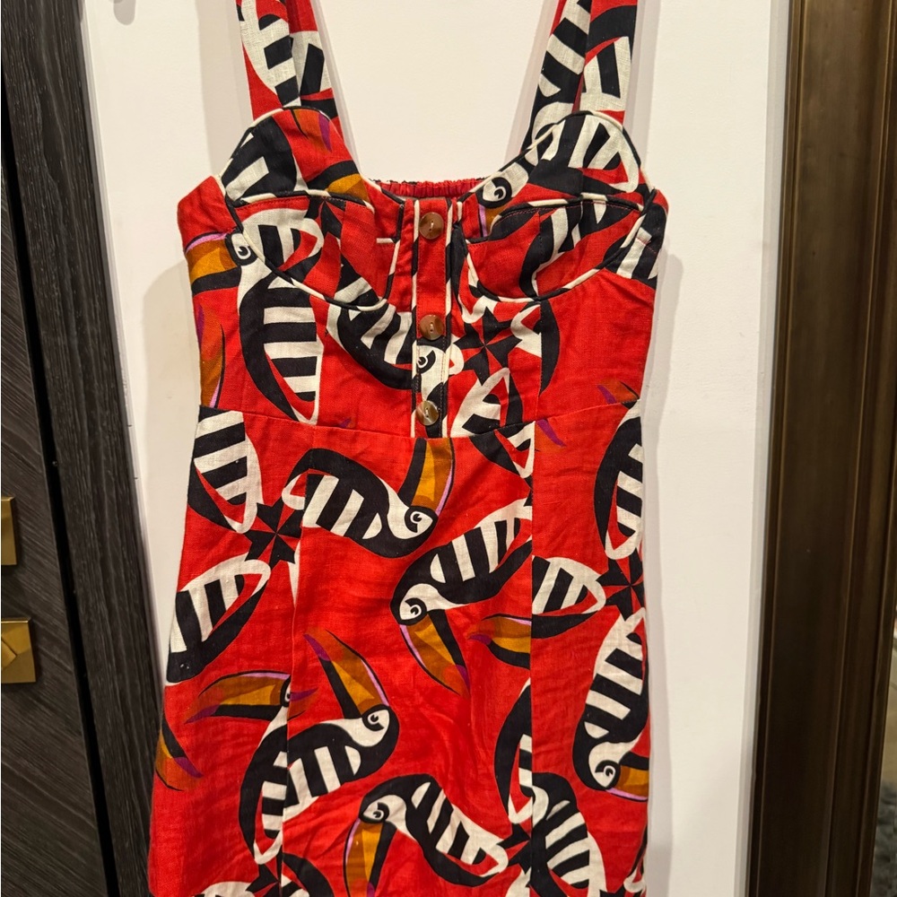 Farm Rio Red Tropical Print Dress - Picture 5 of 5
